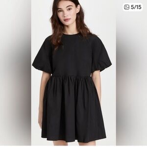 English Factory Black Short Balloon Sleeve Mini Dress with Pockets Size 1X